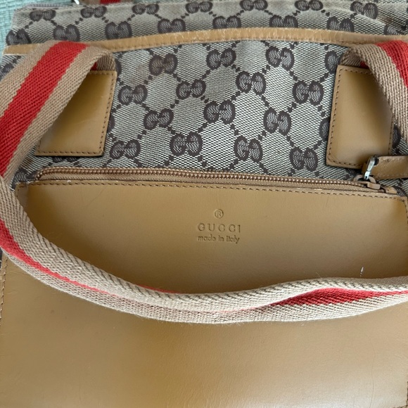 GUCCI AUTHENTIC GG CANVAS/LEATHER SHERRY TOTE - Picture 5 of 11